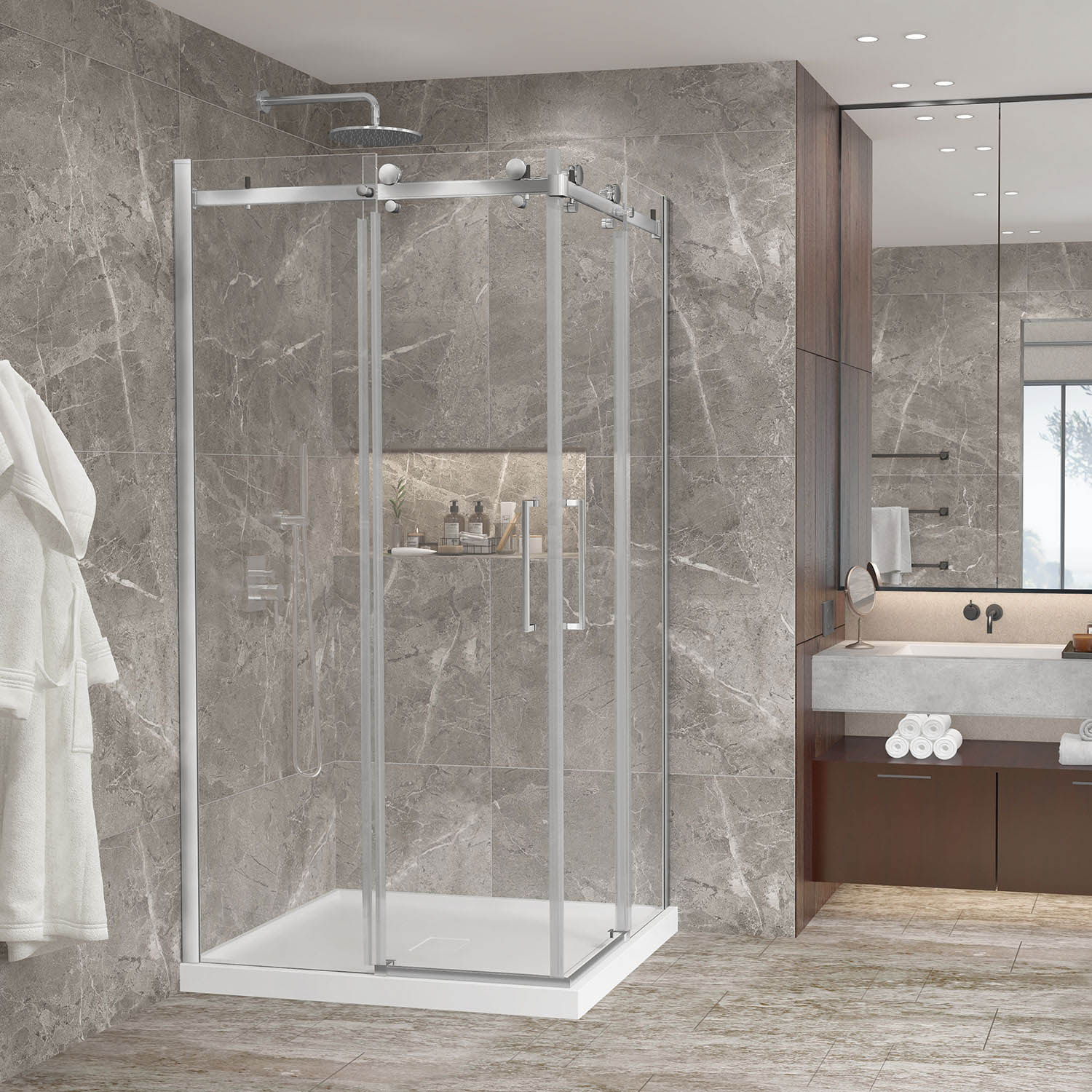 DB24236NRED21_Zitta_Shower-Door_Bellini2_4236_CornerSquare_Chrome_Clear copy